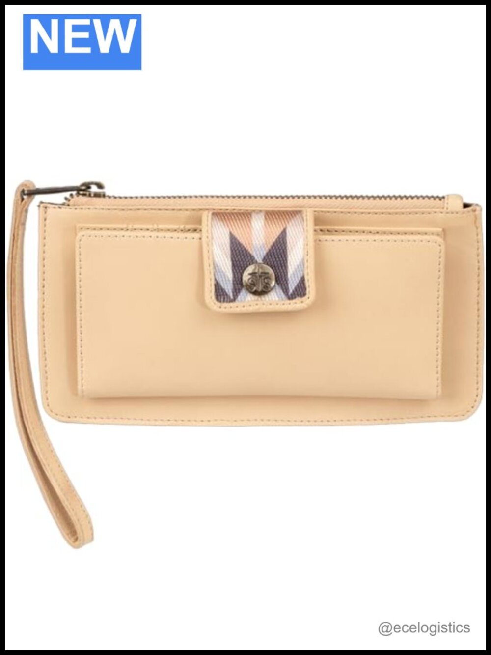 Genuine Leather Bifold Wristlet Wallet with Card Slots and Zip Closure